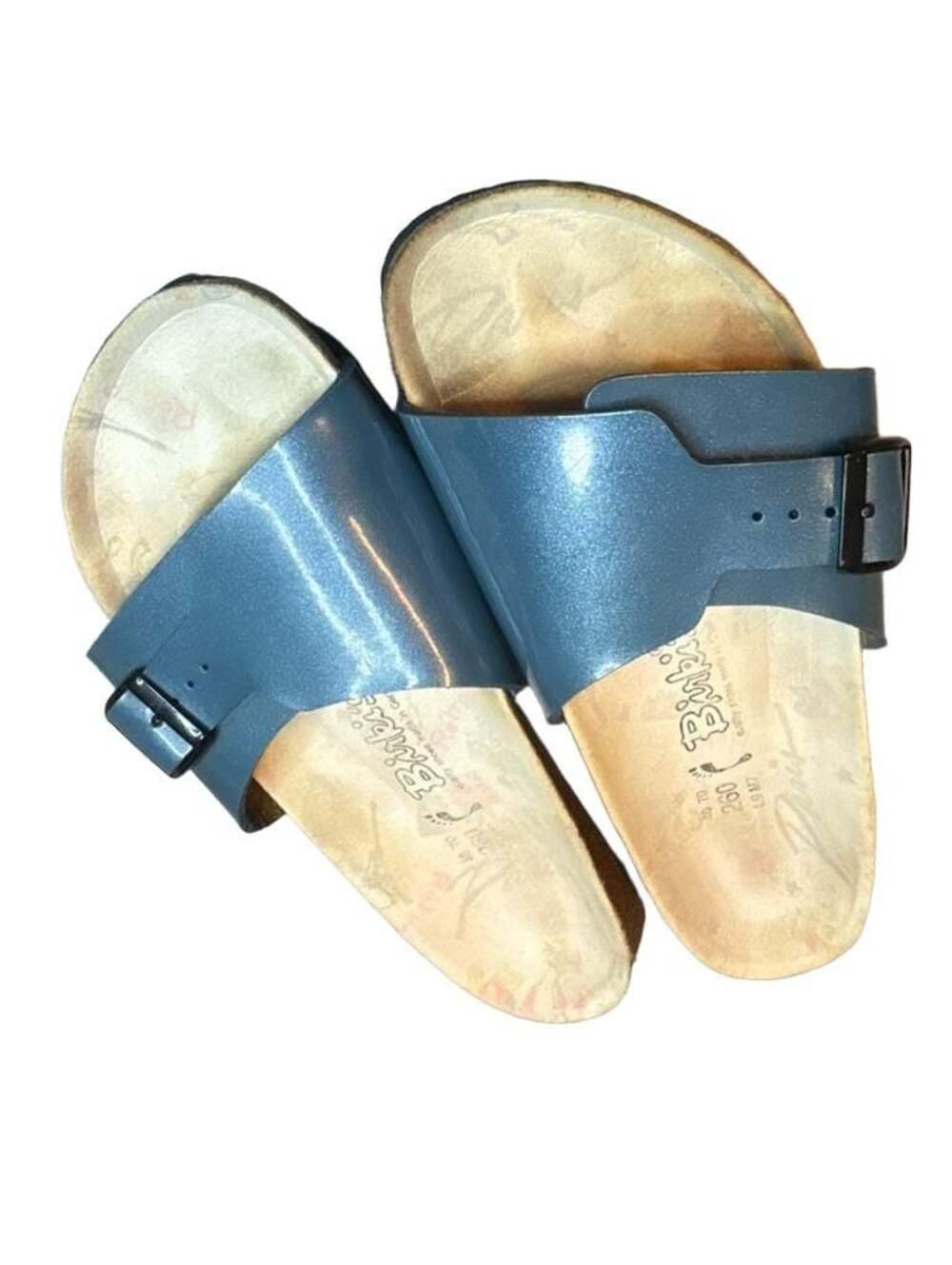 Birkenstock Birki's Metallic Blue Sandals 38 L 7 One Strap